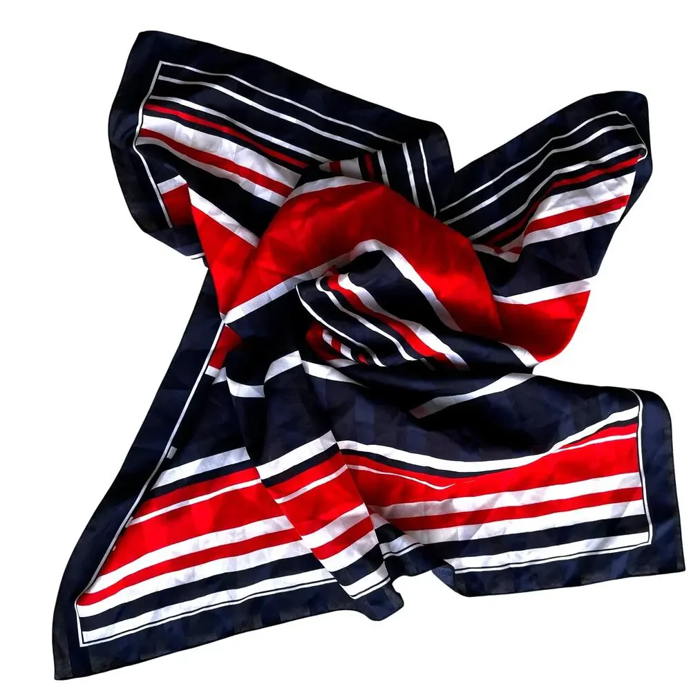 Vintage red white & blue scarf silky burnout stripe mod 30